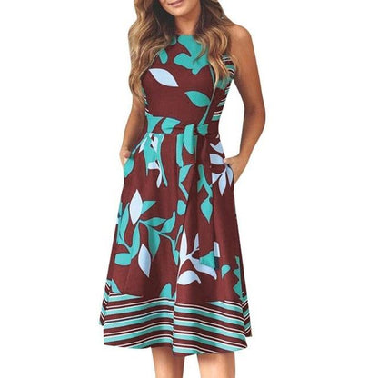 Amazing Spring Summer Dress - Women Casual - Plus Size Slim Print A Line Dresses - Sexy Vacation O Neck Party Dress (D30)(D20)(BWM)(WS06)(TP5)