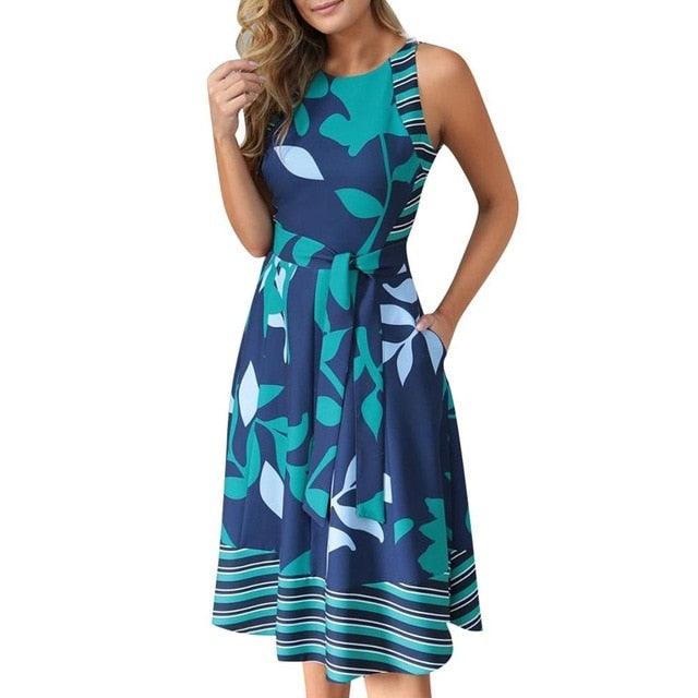 Amazing Spring Summer Dress - Women Casual - Plus Size Slim Print A Line Dresses - Sexy Vacation O Neck Party Dress (D30)(D20)(BWM)(WS06)(TP5)