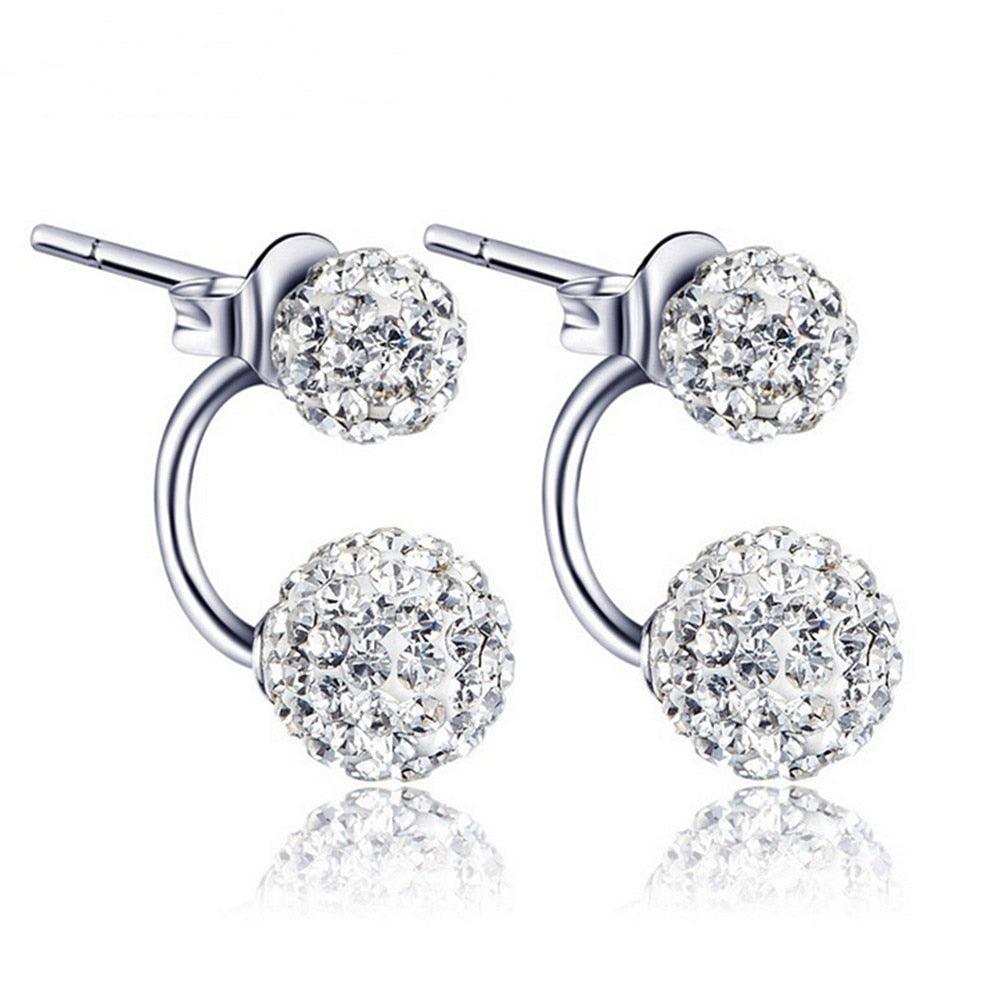 Gorgeous 925 sterling Silver New Jewelry Women 's Luxury Crystal Ball Stud Earrings (2JW1)(2JW2)1