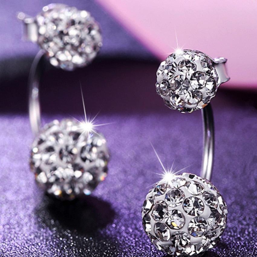 Gorgeous 925 sterling Silver New Jewelry Women 's Luxury Crystal Ball Stud Earrings (2JW1)(2JW2)1