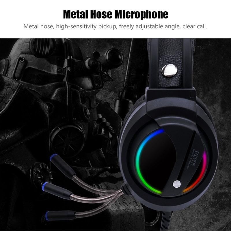 NEW K1 Head-Mounted Professional Gaming Headset - RGB Colorful Lighting Mic PC Phone For PS4 XBOX Switch Gamer Wired Headphone USB (AH)