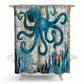 NEW Octopus Printed Pattern Shower Curtain Pedestal Rug Lid Toilet Cover Mat Bath Mat Set (B&4)(B&2)(1U65)