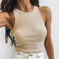 Nice Women Tank Top - Summer Casual Fitness Short Vest - Candy Colors Knitted Off Shoulder Sexy Crop Top (TB3)