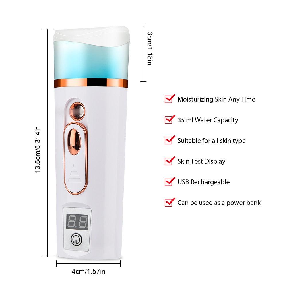Nano Facial Moisturizing Sprayer Electric Portable Humidifier with Face Moisture Test LCD (D86)(M5)(M1)(1U86)
