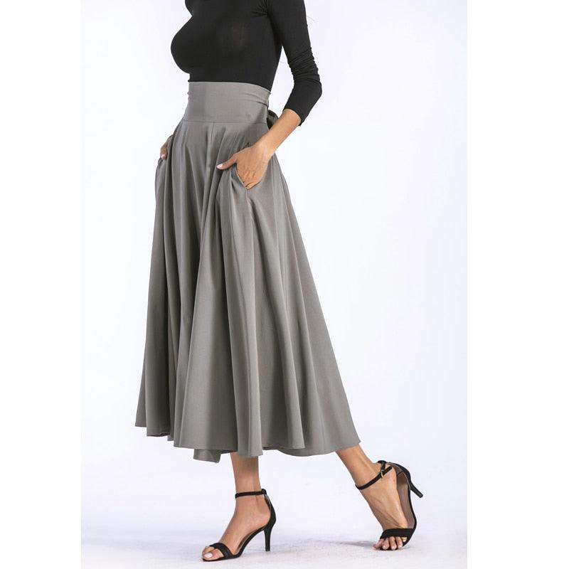 Cute Maxi Long Skirts - Plus Size 4xL 100cm Women Pleated High Waist Bow Split Skirt (TB7)(BSK)(F22)