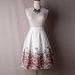 Beautiful Women Jacquard Flower Print Pleated Ball Gown - Skater Midi Skirts - Floral High Waist Skirt (D23)(TB7)