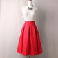 Summer Black Red Jacquard Pleated Ball Gown Skirt - Skater Ladies Midi Skirts - Plus Size - Office Wear (TB7)(TP6)