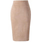 Great Women Suede Midi Pencil Skirt - High Waist Sexy Style Stretch Wrap Ladies Office Work Skirt (D23)(D20)(TB7)(TP6)
