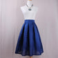 Summer Women Skirts - High Waist Pleated A-line Solid Vintage Retro Elegant Femme Skirt (TB7)