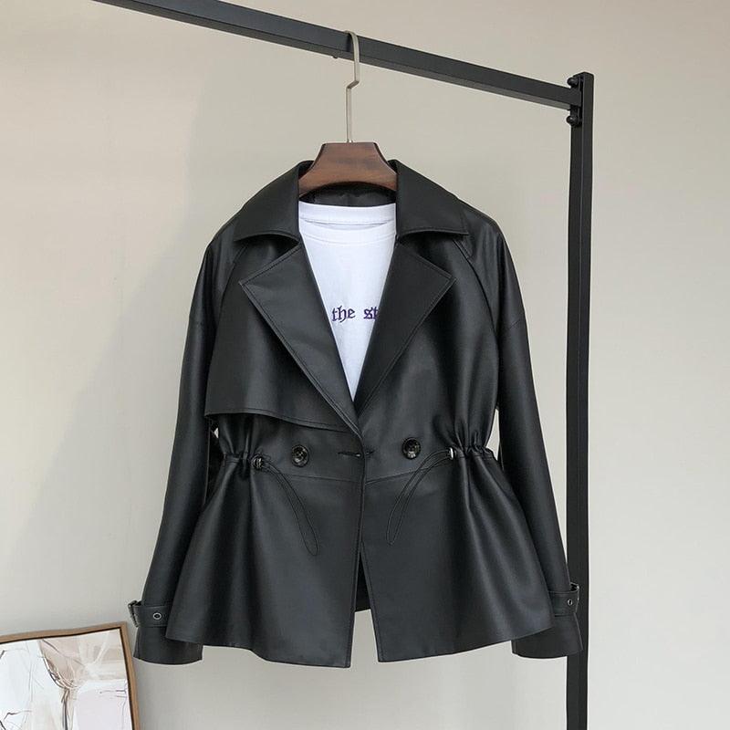 Nice Leather Women Jacket - Plus Size - Long Sleeve Leather Jackets (TB8B)