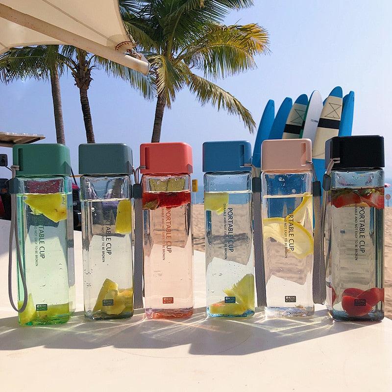 New 500ml Milk Fruit Water Cup - Cute Square Tea For Water Bottles Drink With Rope Sport Heat Resistant (FHB)(1AK1)