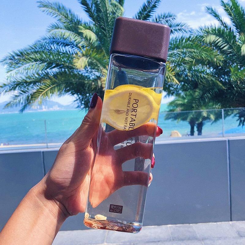 New 500ml Milk Fruit Water Cup - Cute Square Tea For Water Bottles Drink With Rope Sport Heat Resistant (FHB)(1AK1)