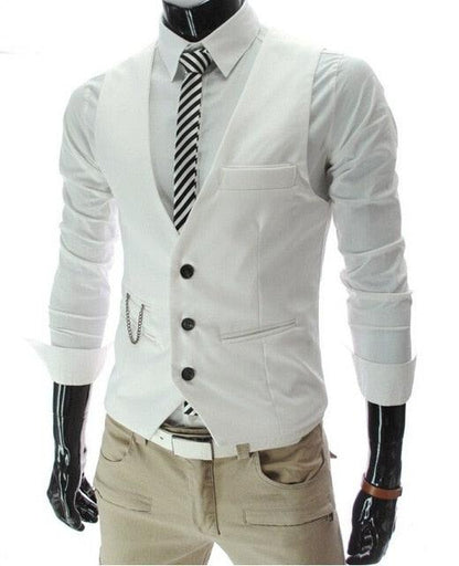 New Arrival Dress Vests - Men Slim Fit Suit Vest - Casual Sleeveless Formal Business Jacket (D8)(T3M)(T4G)