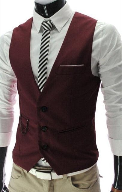 New Arrival Dress Vests - Men Slim Fit Suit Vest - Casual Sleeveless Formal Business Jacket (D8)(T3M)(T4G)