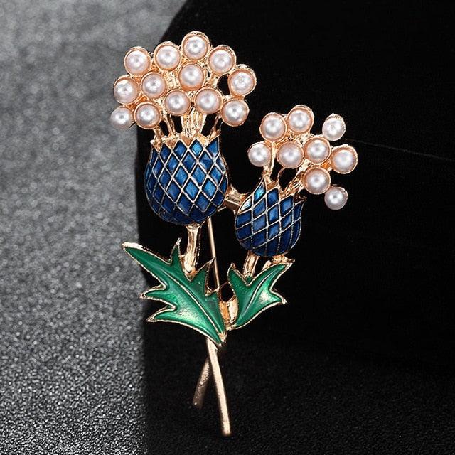 New Arrival Imitation Pearl Brooch Pin - Bridal Jewelry Supper Green Blue Flower Brooches Accessory (8JW)