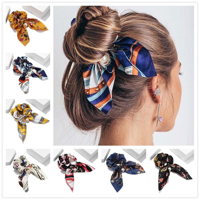 New Chiffon Bowknot - Elastic Hair Bands - Women Girls Solid Color Headband (D88)(8WH1)1