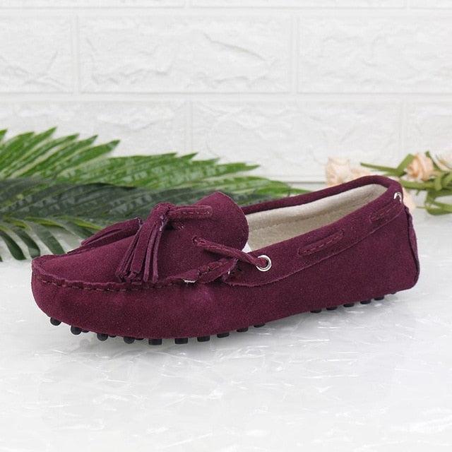 New Fashion Genuine Leather Women Flat Shoes - Slip On Loafers Women's Casual Flat Shoes (D40)(FS)(CD)