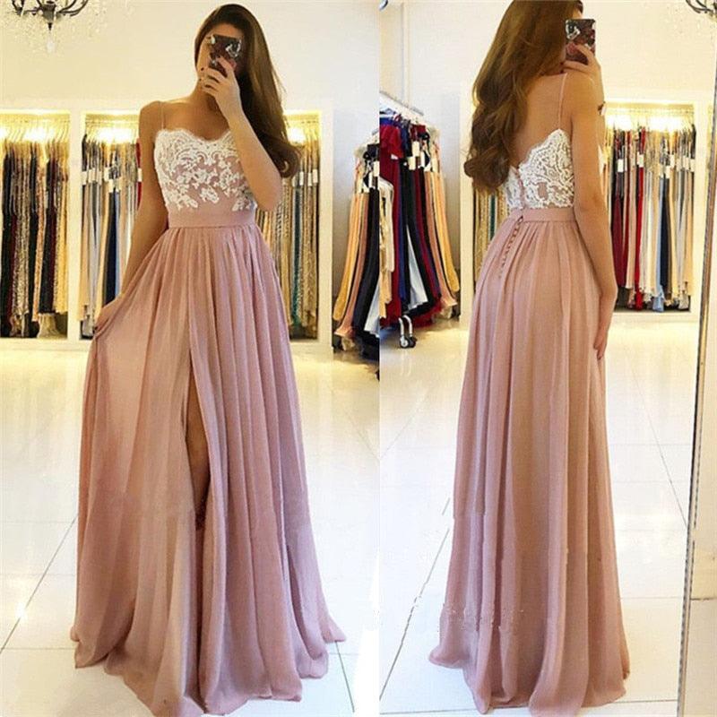 New Fashion Prom Gorgeous Dresses - Sweetheart Neck Strap Floor Length Dress - Chiffon Evening Dress Party Gowns (WSO5)(WSO4)(F18)