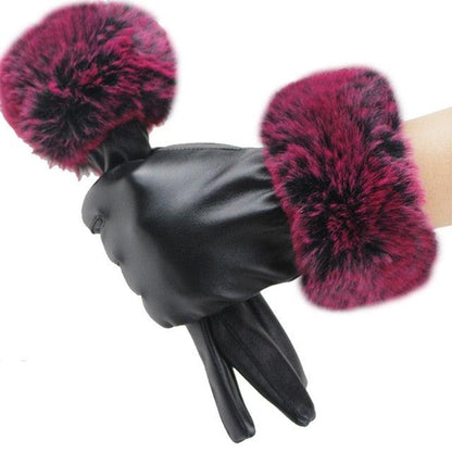 New Fashion Women Gloves - Autumn Winter Cute Furry Warm Finger Outdoor Sport Female Gloves (3U87)