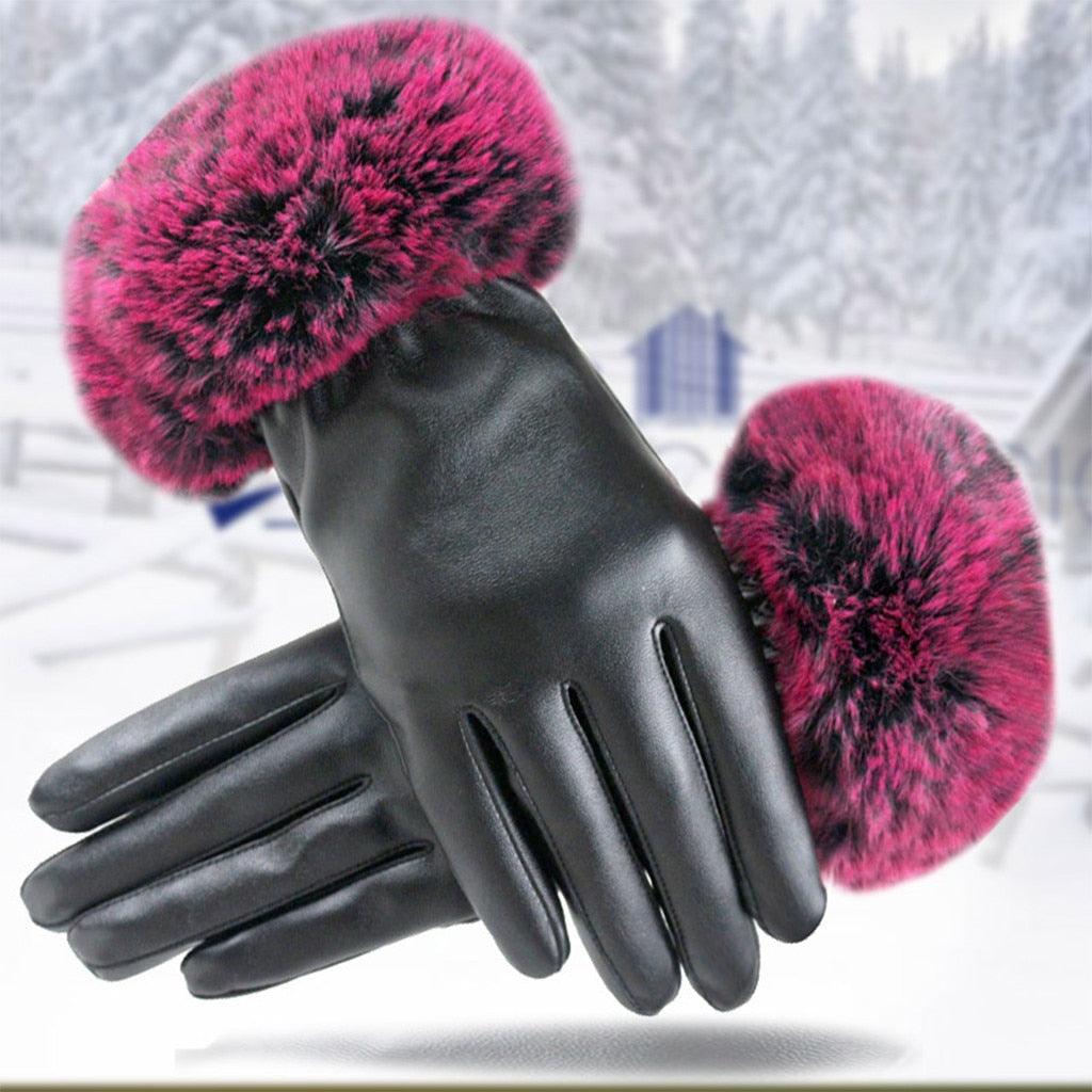 New Fashion Women Gloves - Autumn Winter Cute Furry Warm Finger Outdoor Sport Female Gloves (3U87)