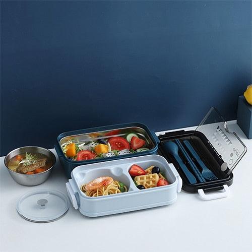 New Lunch Box Bento Box for Student Office Worker Double-layer Microwave Heating Lunch Container (2AK1)(AK8)