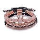 New Luxury Men Bracelet - Jewelry Crown Charm 6MM Micro Pave CZ Ball Macrame Bracelets (MJ3)(F83)