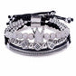 New Luxury Men Bracelet - Jewelry Crown Charm 6MM Micro Pave CZ Ball Macrame Bracelets (MJ3)(F83)