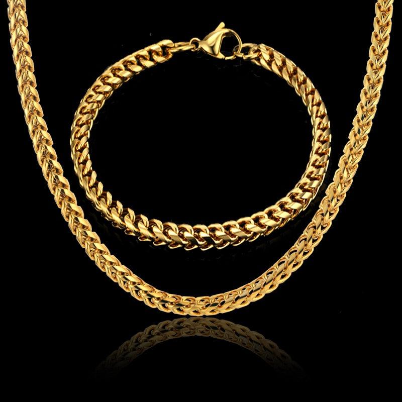 New Style 4MM Width Chain Necklace & Bracelet Set (MJ4)