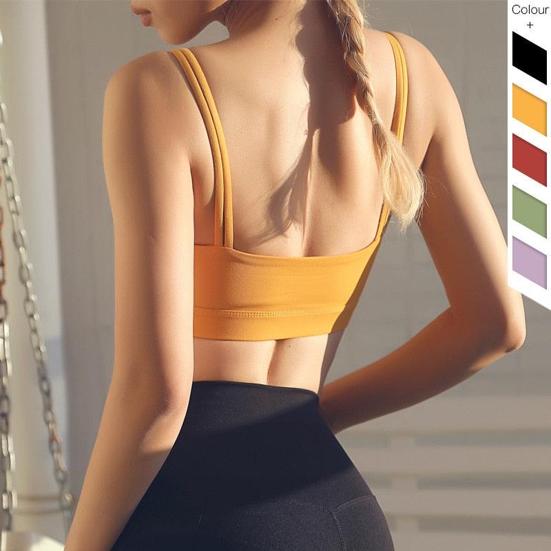 New Style Yoga Sports Bra - Women's Doubles Spaghetti Straps Fitness Crop Tops - Running Vest Beauty Back Sports (1U24)