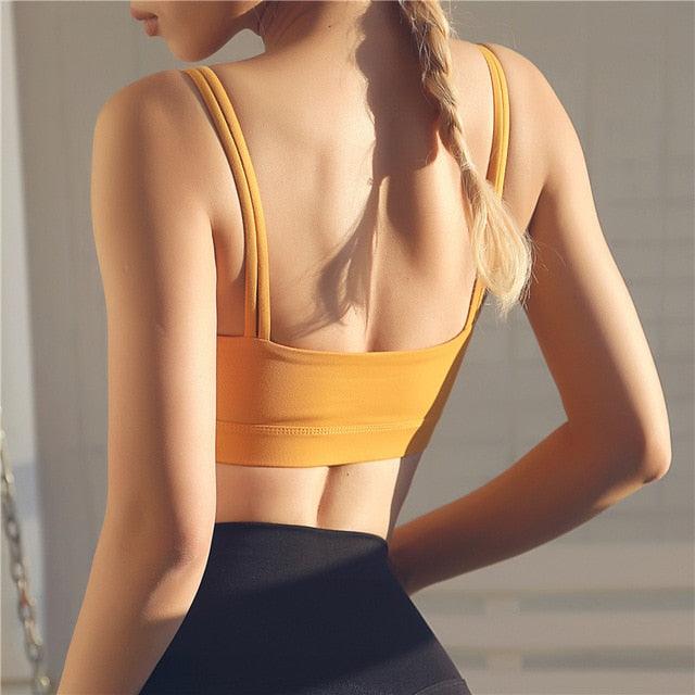 New Style Yoga Sports Bra - Women's Doubles Spaghetti Straps Fitness Crop Tops - Running Vest Beauty Back Sports (1U24)