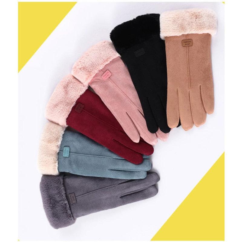 New Winter Women's Warm And Velvet Cute Gloves - Thick Plush Wrist Fashion Gloves (2U87)