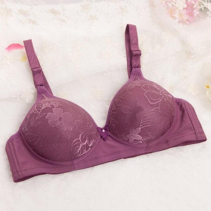 New Trending Women Sexy Lace Bra - No Trace - Solid Color - No Steel Ring Bra - Nursing High Gathered Comfort Underwear (2U27)