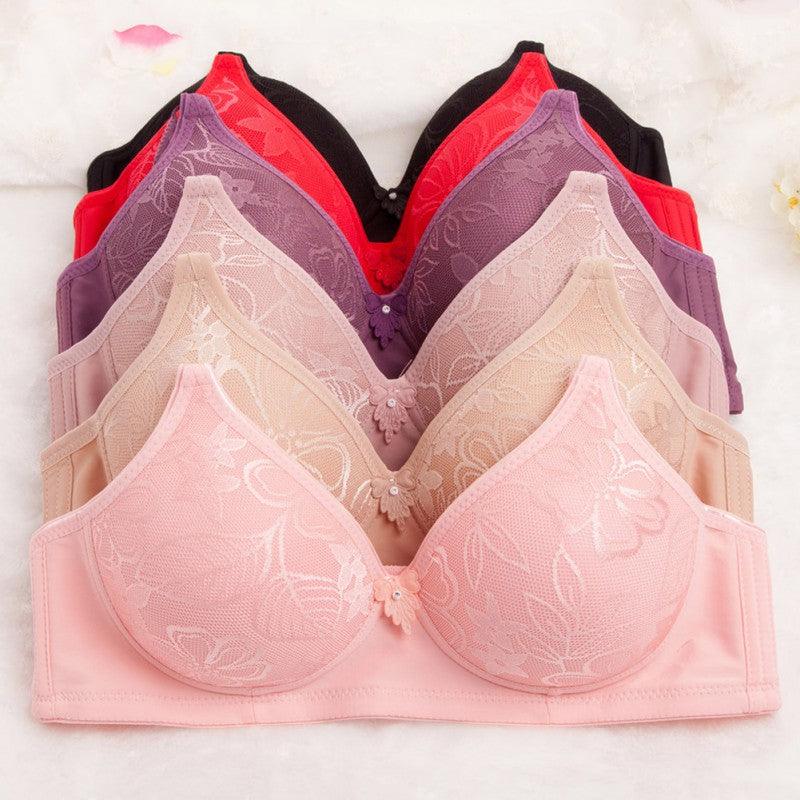 New Trending Women Sexy Lace Bra - No Trace - Solid Color - No Steel Ring Bra - Nursing High Gathered Comfort Underwear (2U27)