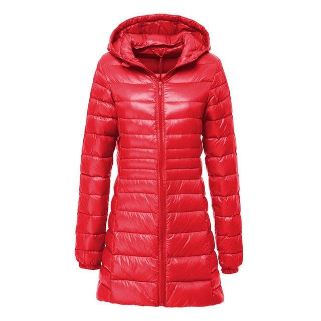 Great Women's Jacket - Large Size - Long Ultra Light Down Jacket - Women Winter Warm Windproof Coat (D23)(TB8A)(TB8B)