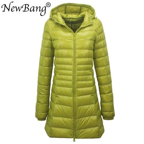 Ladies Long Warm Down Coat - With Portable Storage Bag - Women Ultra Light Down Jacket (TB8A)(F23)