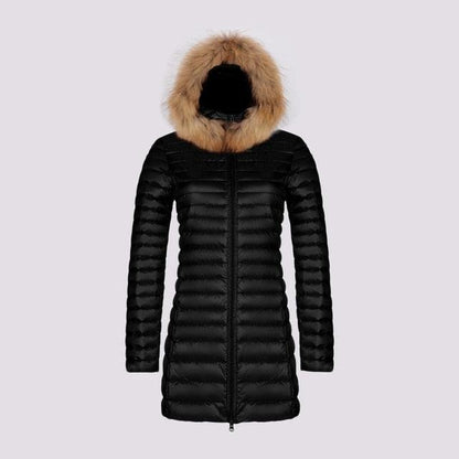 Trending Fur Women Wrap Hoodie Jacket - Ultra Light Duck Down Jacket - Long Female Overcoat (TB8A)(F23)