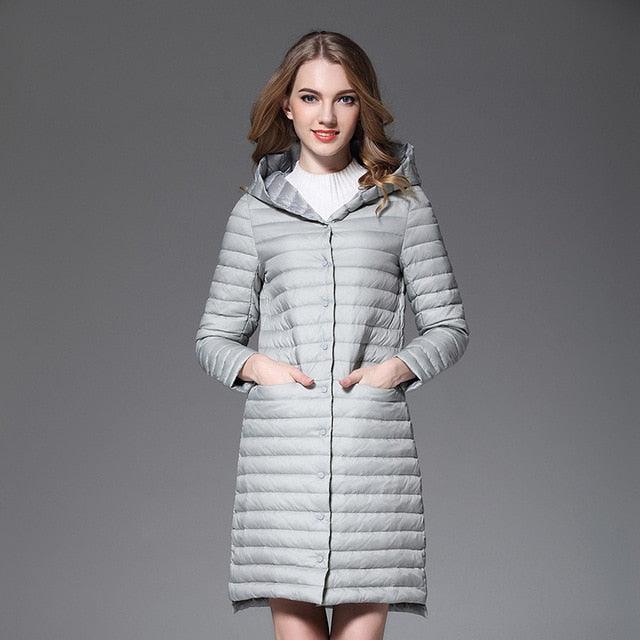Gorgeous Winter Long Women Down Jackets - Ultra Light Down Jacket - With Hooded Single Breasted Coats (TB8A)(TB8B)