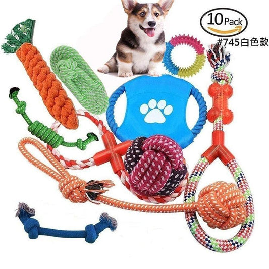 Newest Puppy Pet Dog Toys Set - Chew Toys Rope Durable Cotton Clean Teeth for Small to Medium Dogs - Randomly Colors 4-10pcs (D73)(2W3)