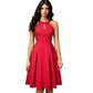 Great Vintage Casual Pure Color Dress - With Key hole A-Line Women Flare Dress (D30)(BWM)(BCD1)(BCD1)