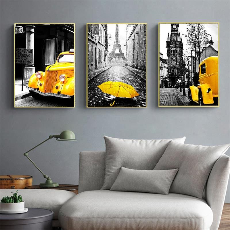 Canvas Painting Retro European City Scenery Picture Home Decor Wall Art (AD1)(F62)