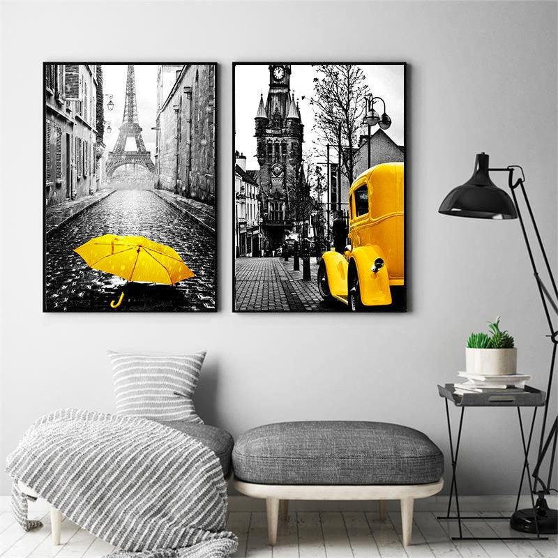 Canvas Painting Retro European City Scenery Picture Home Decor Wall Art (AD1)(F62)