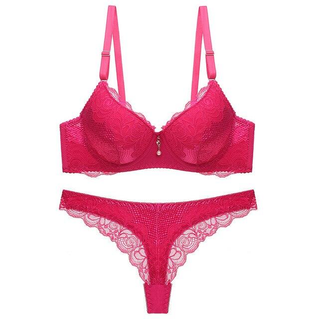 Cute Sexy Women's Bra Sets - Women Push Up Lace Underwear - Panties + Bra Set - Sexy Women's Thongs (TSB4)