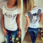 Trending Design Summer Wear Slim Style T Shirt - Women Short Sleeves O-neck Tops - Hollow Back Angel Sexy Wings (TB2)