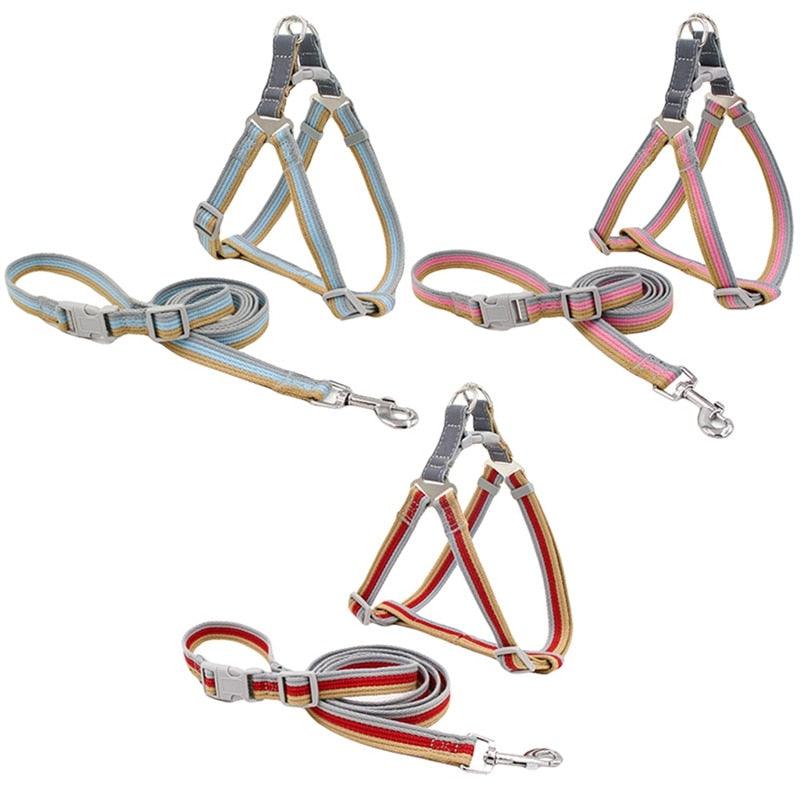 Nylon Pet Dog Harness And Leash Set - Adjustable Dog Vest Harness Running Leash Strap Belt Traction Rope (2U70)