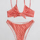 Printed Tie Front Spaghetti Strap Bikini Set (TB9D) T - Deals DejaVu
