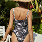Printed Twist Front Cutout One-Piece Swimsuit (TB10D) T
