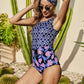 Mixed Print Thick Strap Scoop Neck One-Piece Swimsuit (TB10D) T