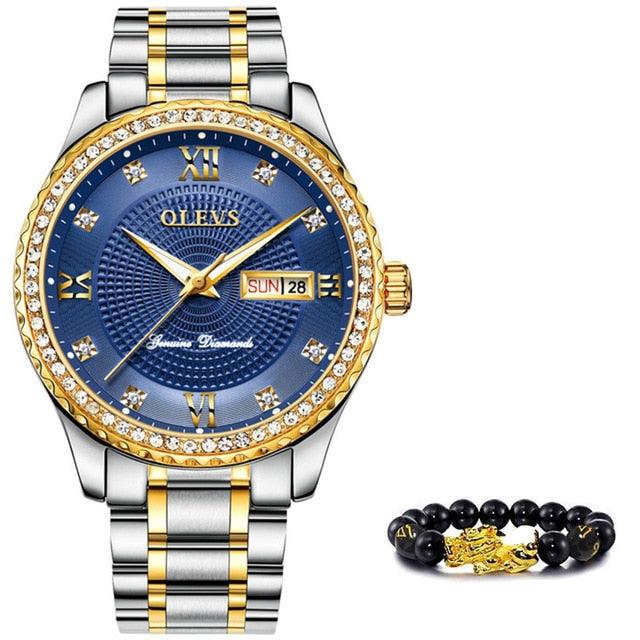 Great Men Watch - Business Diamond Luxury Movement Luminous Quartz Wristwatch - With Calendar (1U84)