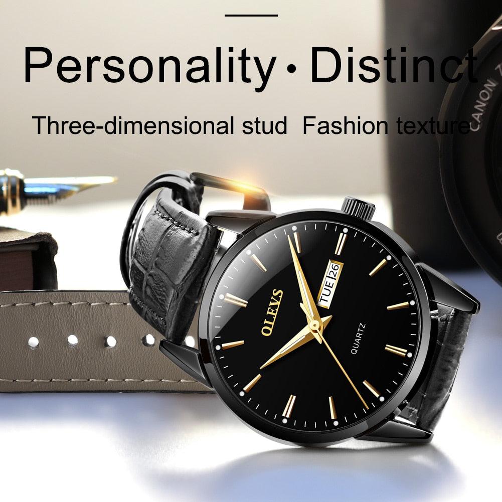 Men's Watches With Genuine Leather Sports Daily Analog Quartz Wrist Watch (1U84)(MA9)