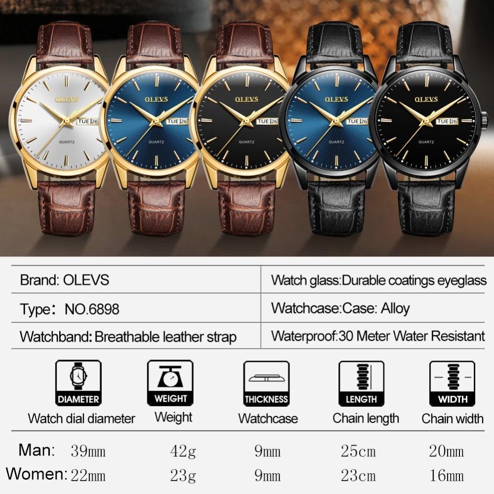 Men's Watches With Genuine Leather Sports Daily Analog Quartz Wrist Watch (1U84)(MA9)